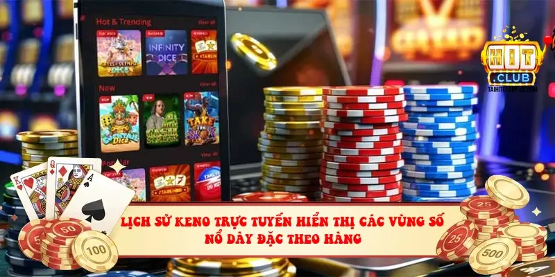 Lịch sử Keno trực tuyến hiển thị các vùng số nổ dày đặc theo hàng