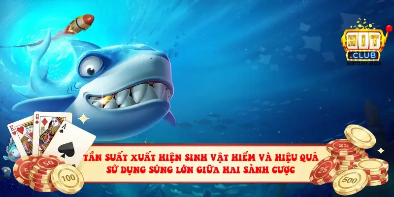 Tần suất xuất hiện sinh vật hiếm và hiệu quả sử dụng súng lớn giữa hai sảnh cược